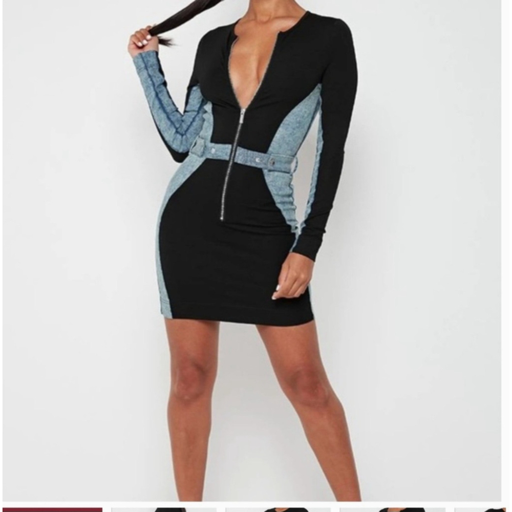 Maniere De Voir Long Sleeve Denim Dress uk 8 us 4